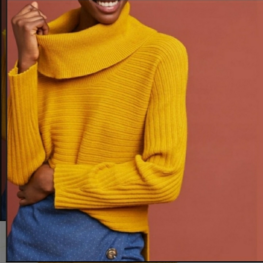 Moth by Anthropologie mustard cowl sweater L